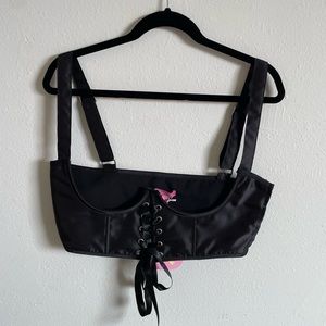 nwt black lace-up front corset